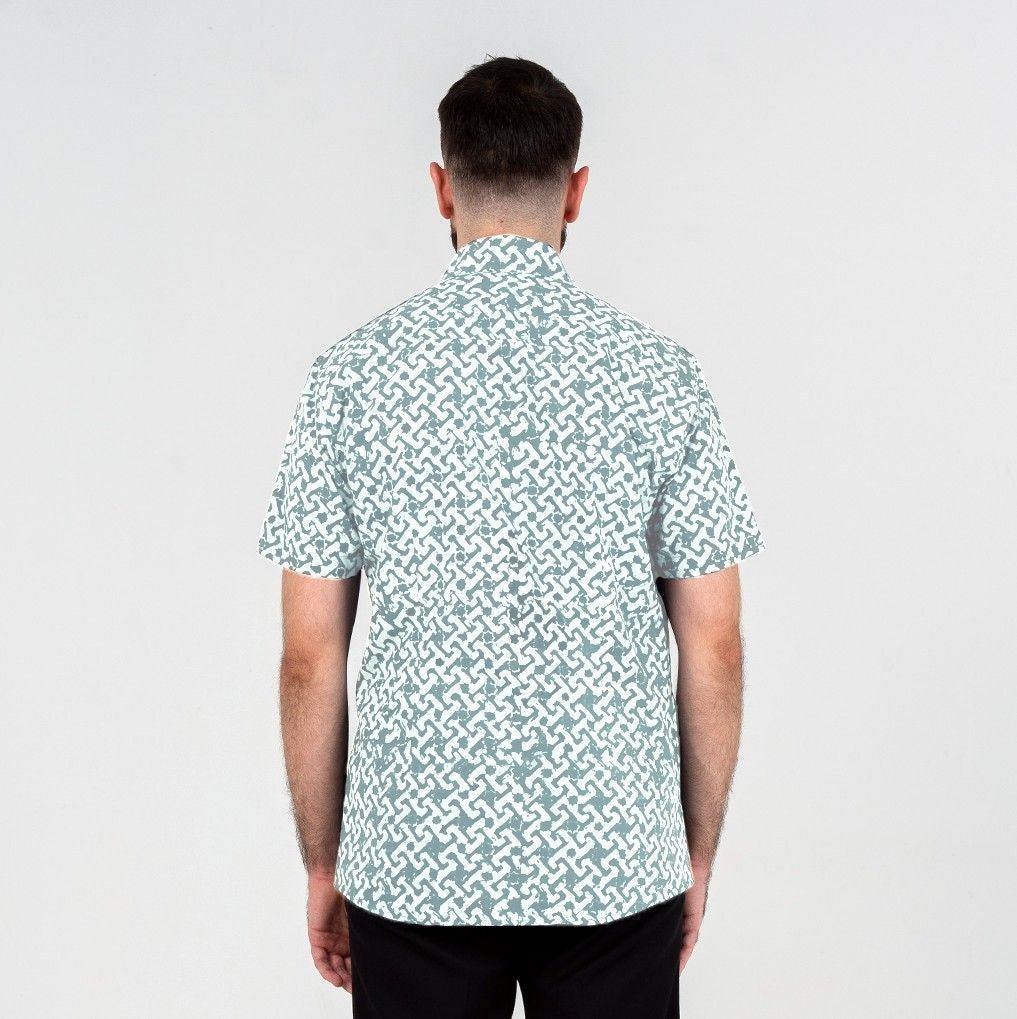 Batik Boutique Men's Batik Shirt - Teal Arabesque