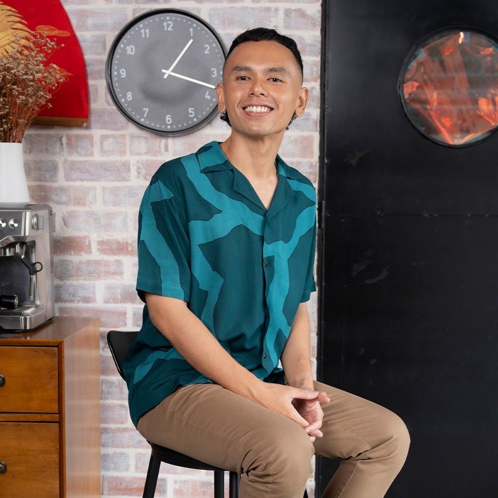 Batik Boutique Men's Batik Cuban Shirt - Forest Chain