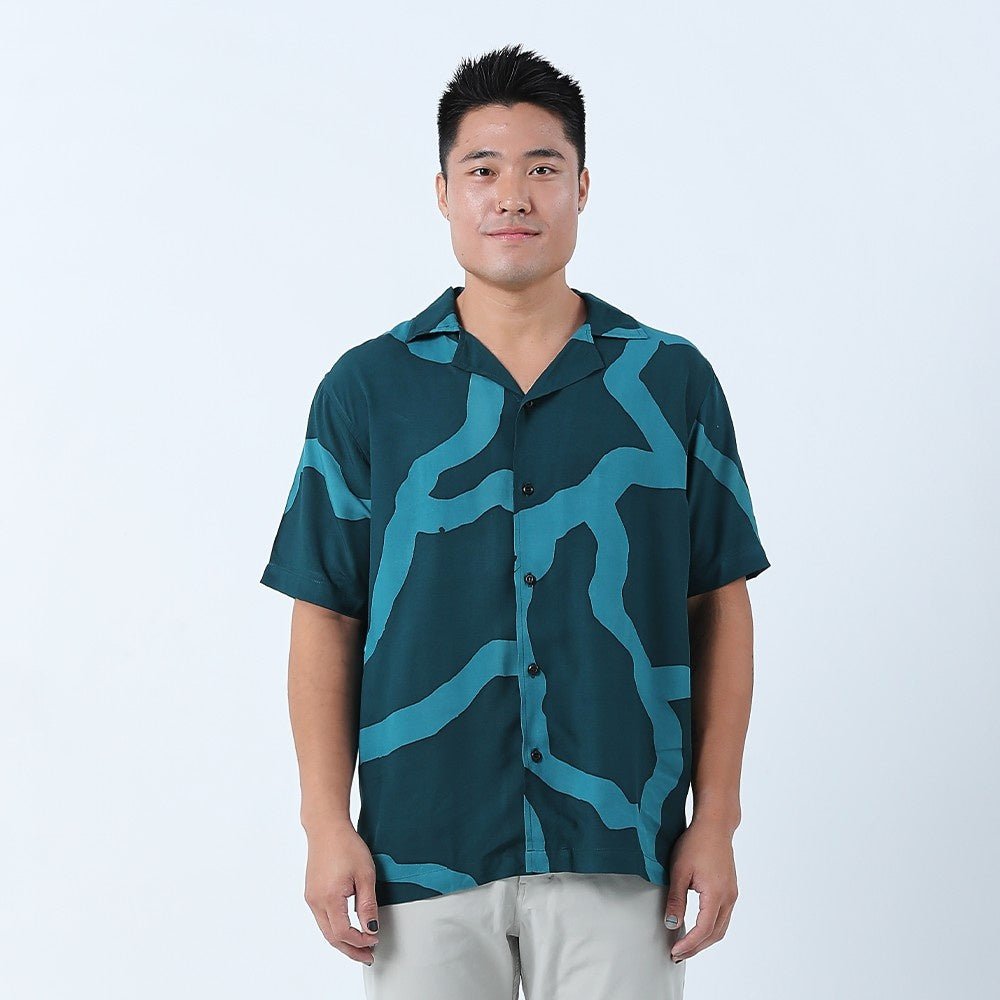 Batik Boutique Men's Batik Cuban Shirt - Forest Chain