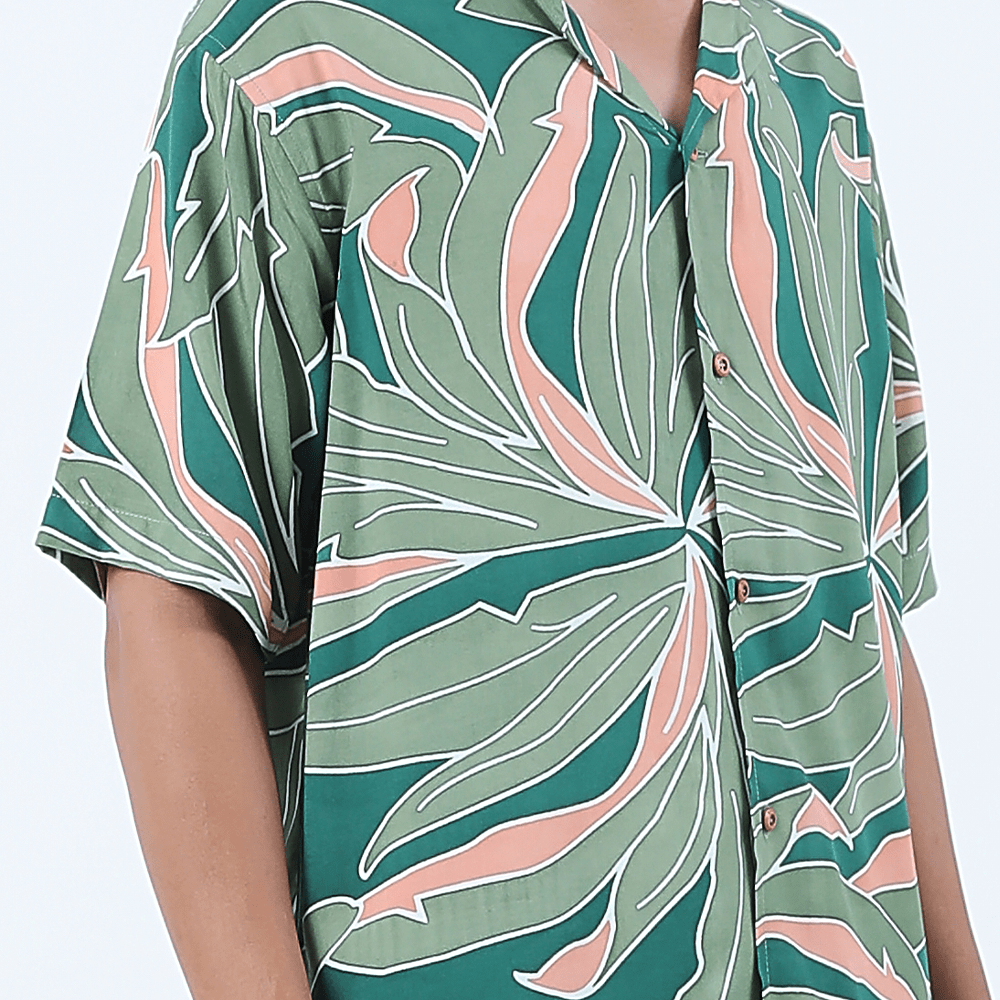 Batik Boutique Men's Batik Cuban Shirt - Jungle Palma