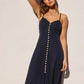 Dress Forum Heaven Sent Button Front Midi Dress- Navy