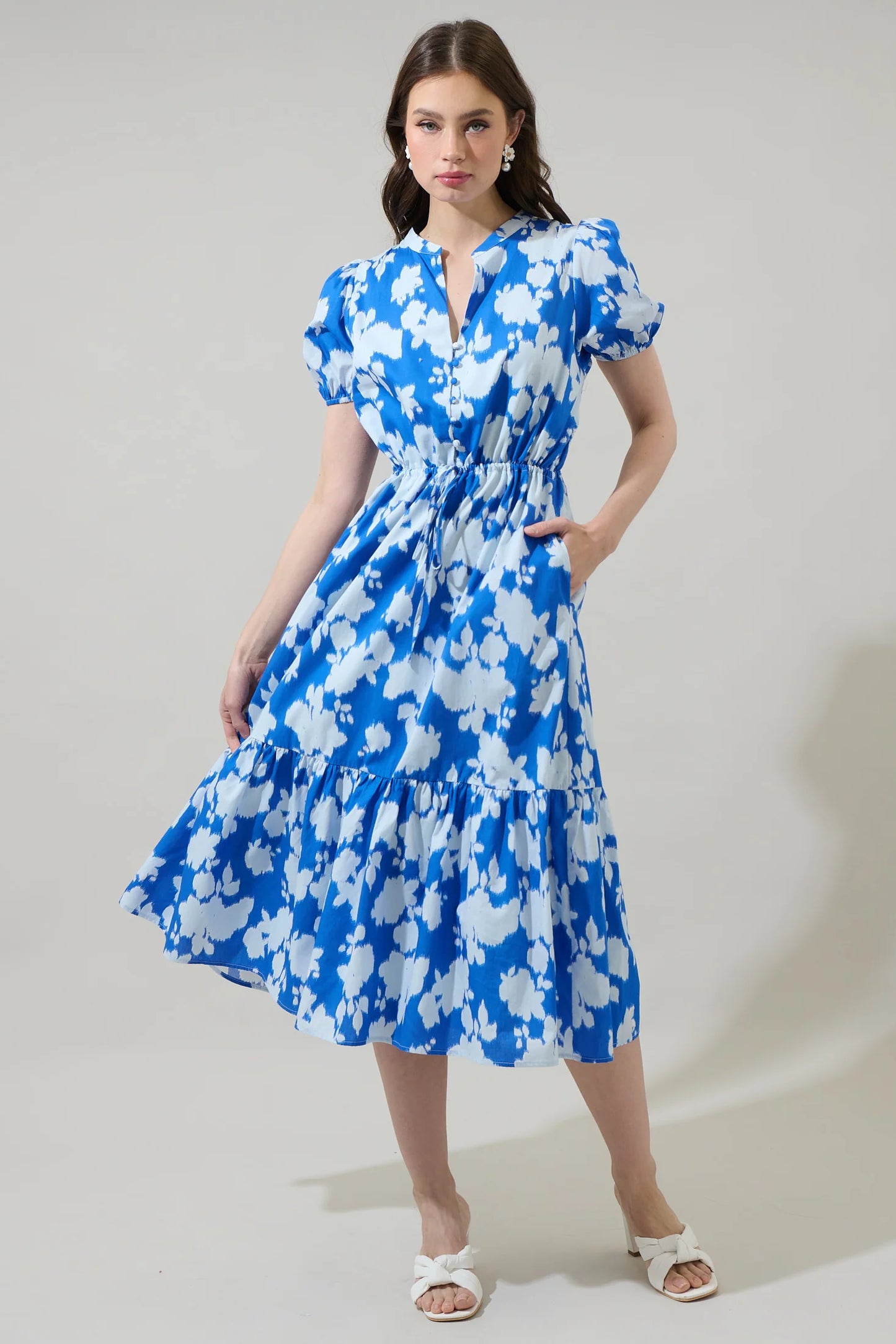 Sugarlips Grafton Floral Waist Tie Midi Dress