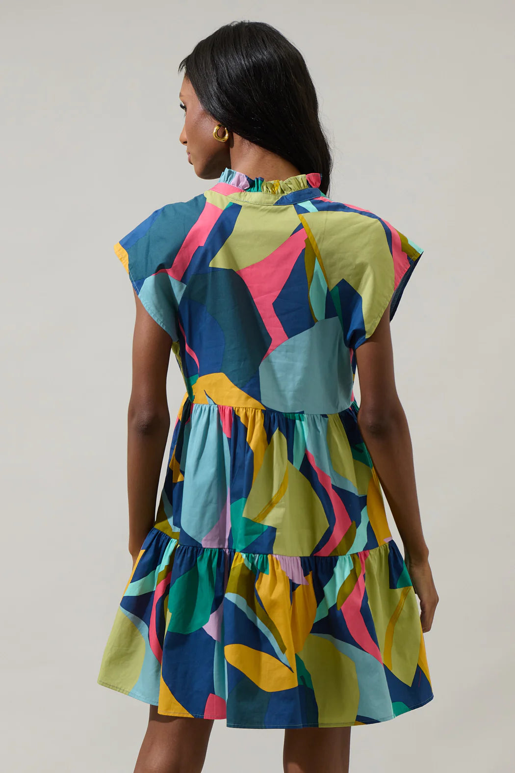 Sugarlips Gia Abstract Poplin Tiered Dress