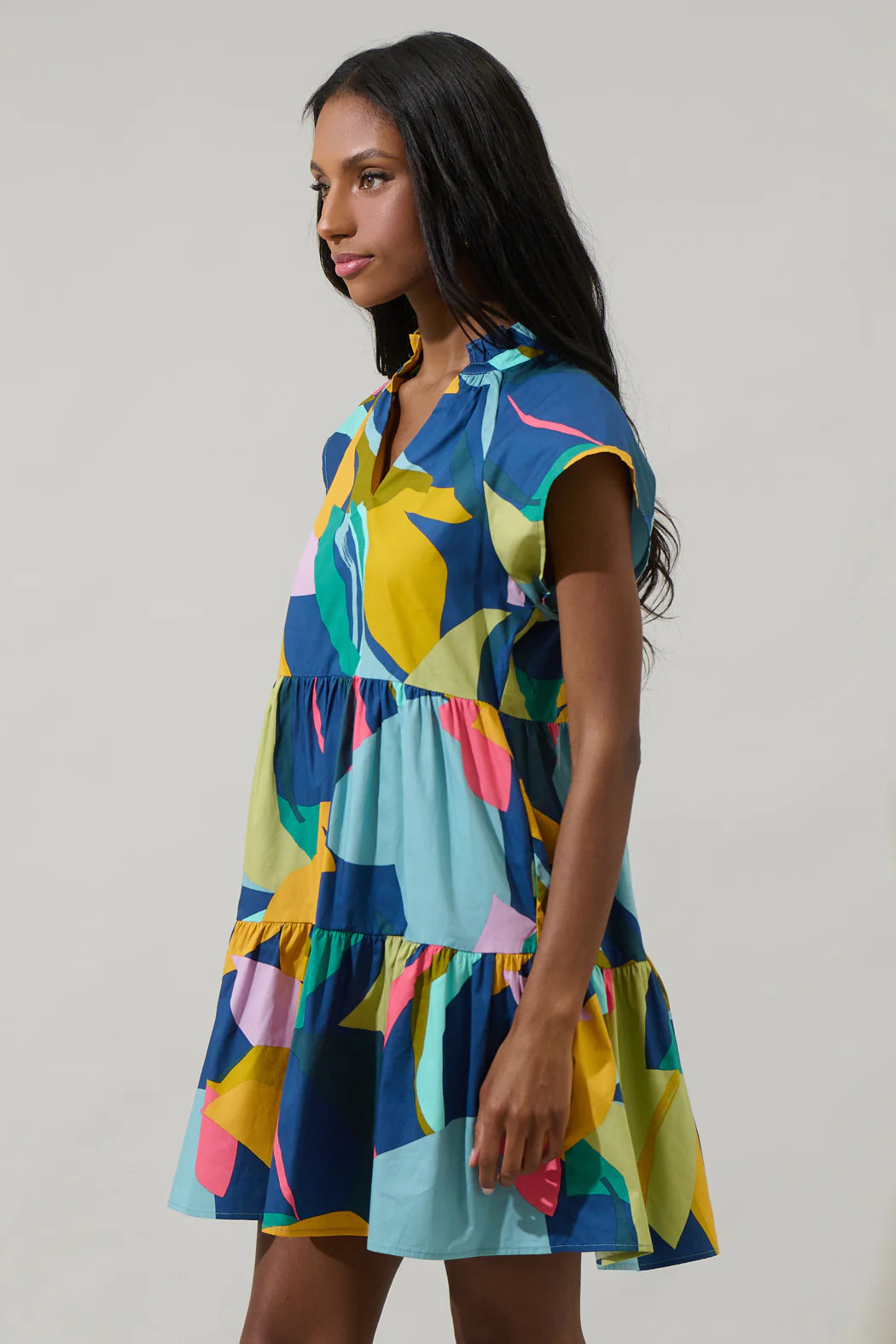 Sugarlips Gia Abstract Poplin Tiered Dress