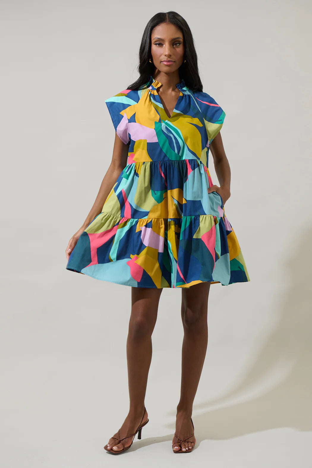 Sugarlips Gia Abstract Poplin Tiered Dress