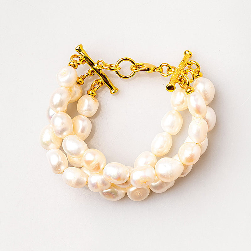 Velatti Triple Strand Pearl Bracelet