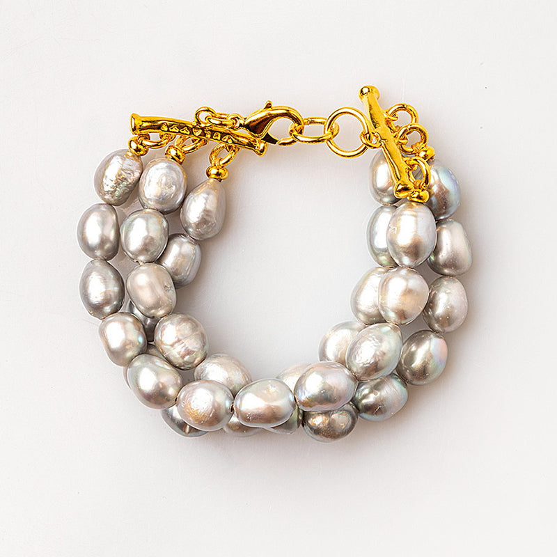 Velatti Triple Strand Pearl Bracelet