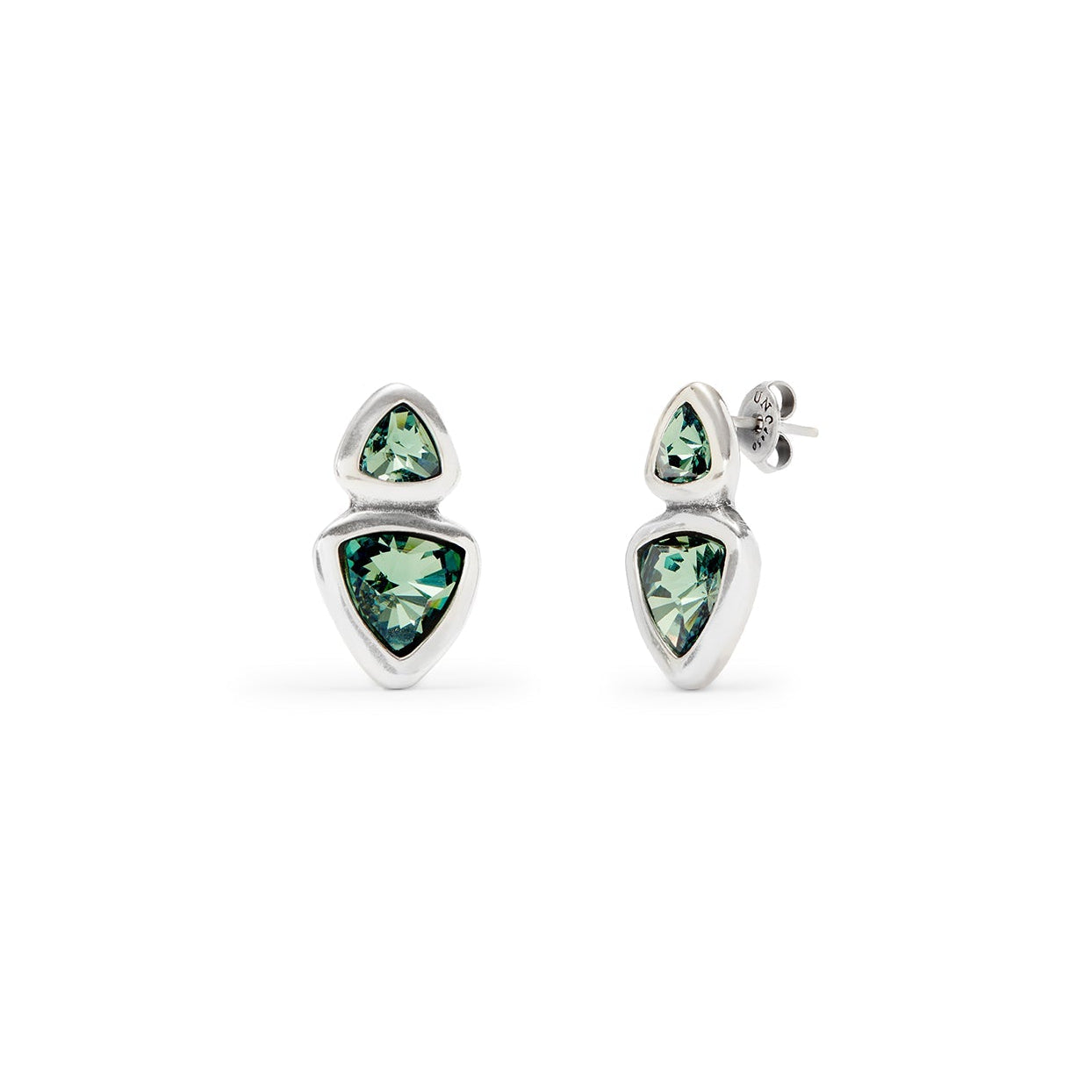 UNOde50 Double Green Crystal Triangle Earrings