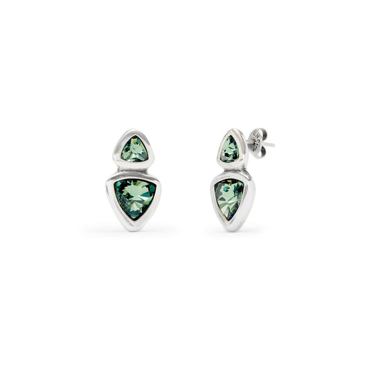 UNOde50 Double Green Crystal Triangle Earrings