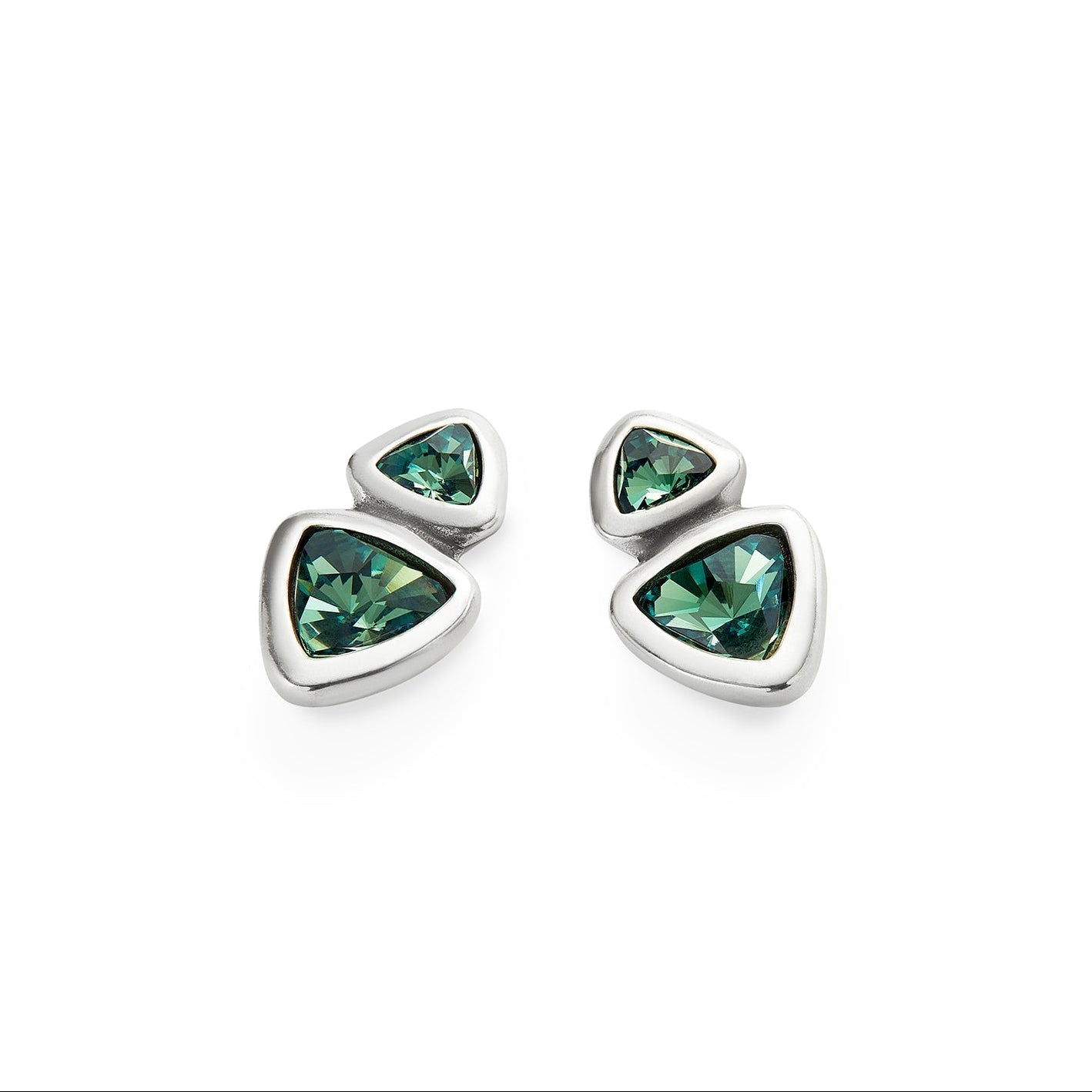 UNOde50 Double Green Crystal Triangle Earrings