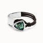 UNOde50 Leather & Silver Green Crystal Bracelet