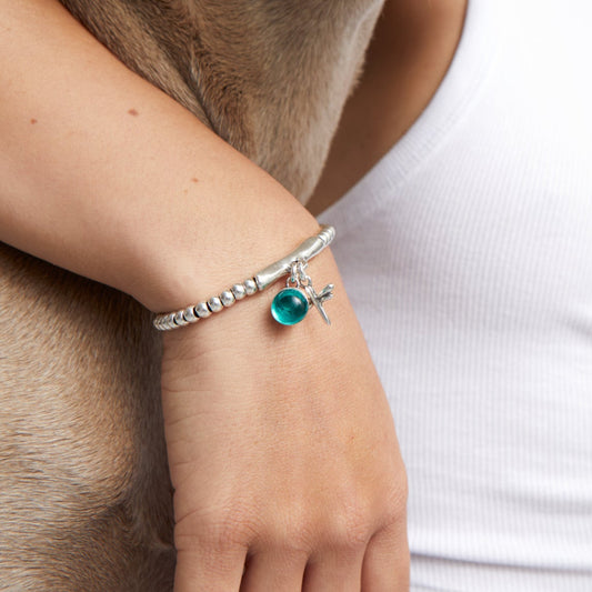 UNOde50 Stretch Bracelet with Murano Glass & Dragonfly Charm