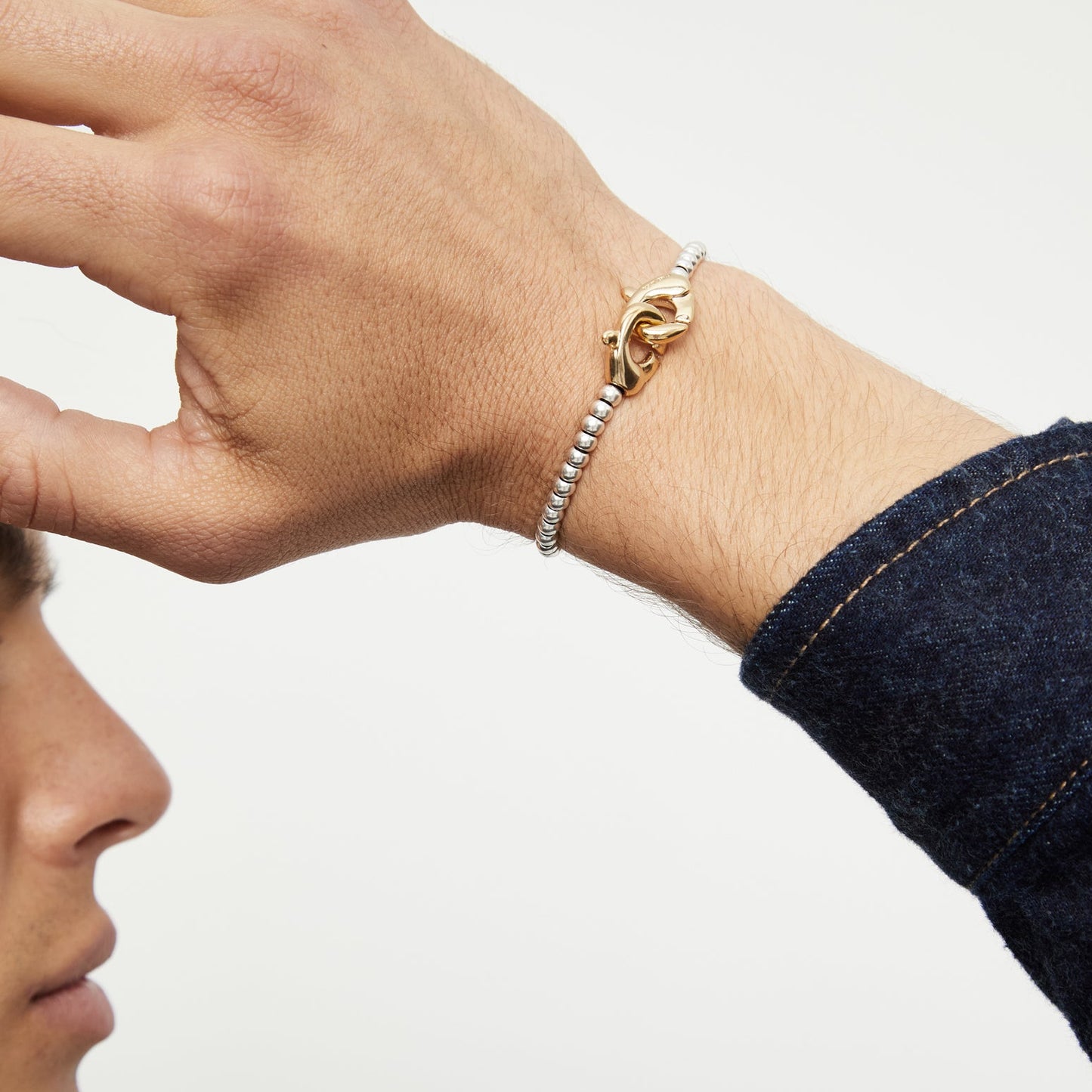 UNOde50 Interlocking Silver Bracelet with Gold Clasp