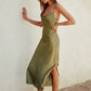 Dress Forum Going Out Cowl Neck Slip Dress- Sage Olive