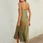 Dress Forum Going Out Cowl Neck Slip Dress- Sage Olive