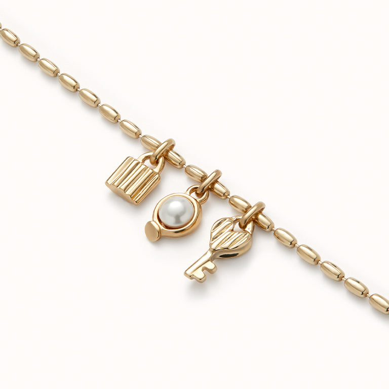 UNOde50 Bracelet with Pearl, Key & Lock Charm
