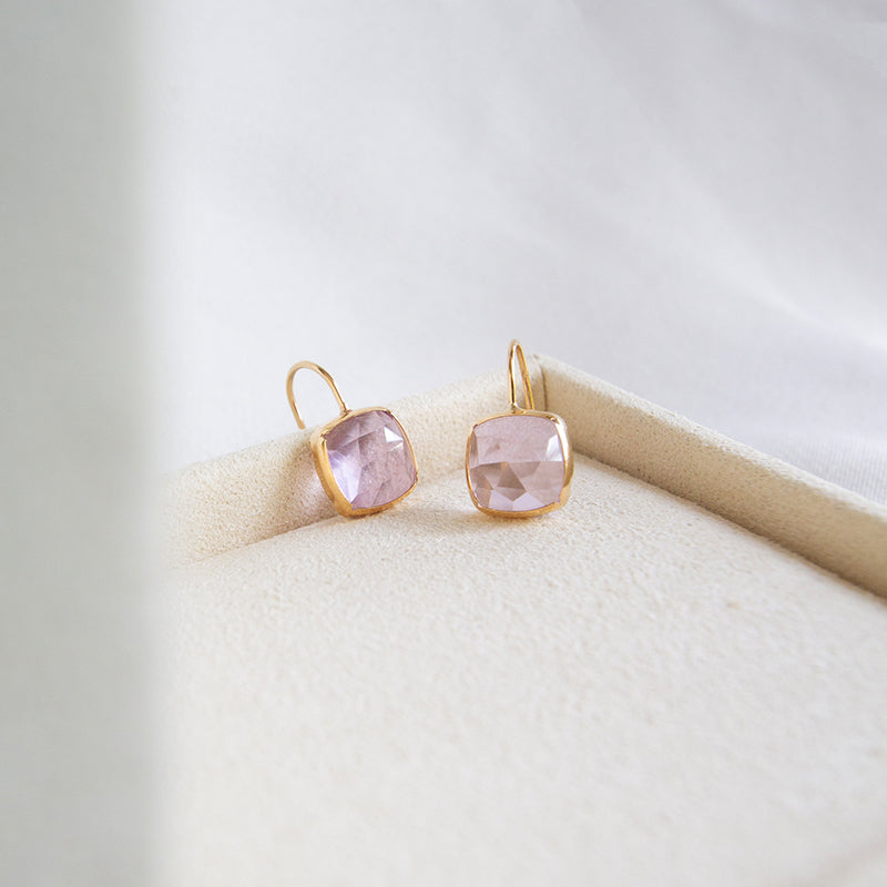 Amethyst Luxe Square Earrings