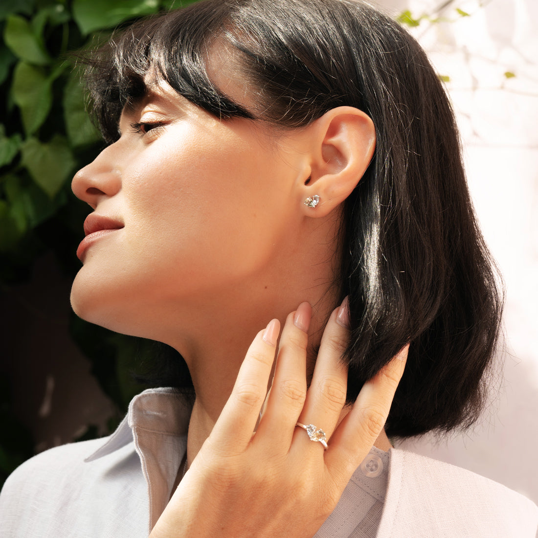 Merge Earrings with Aquamarine & Green Amethyst