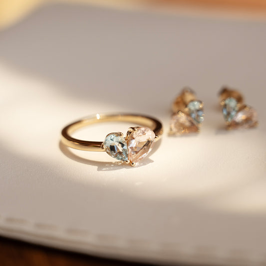 Merge Ring with Aquamarine & Morganite