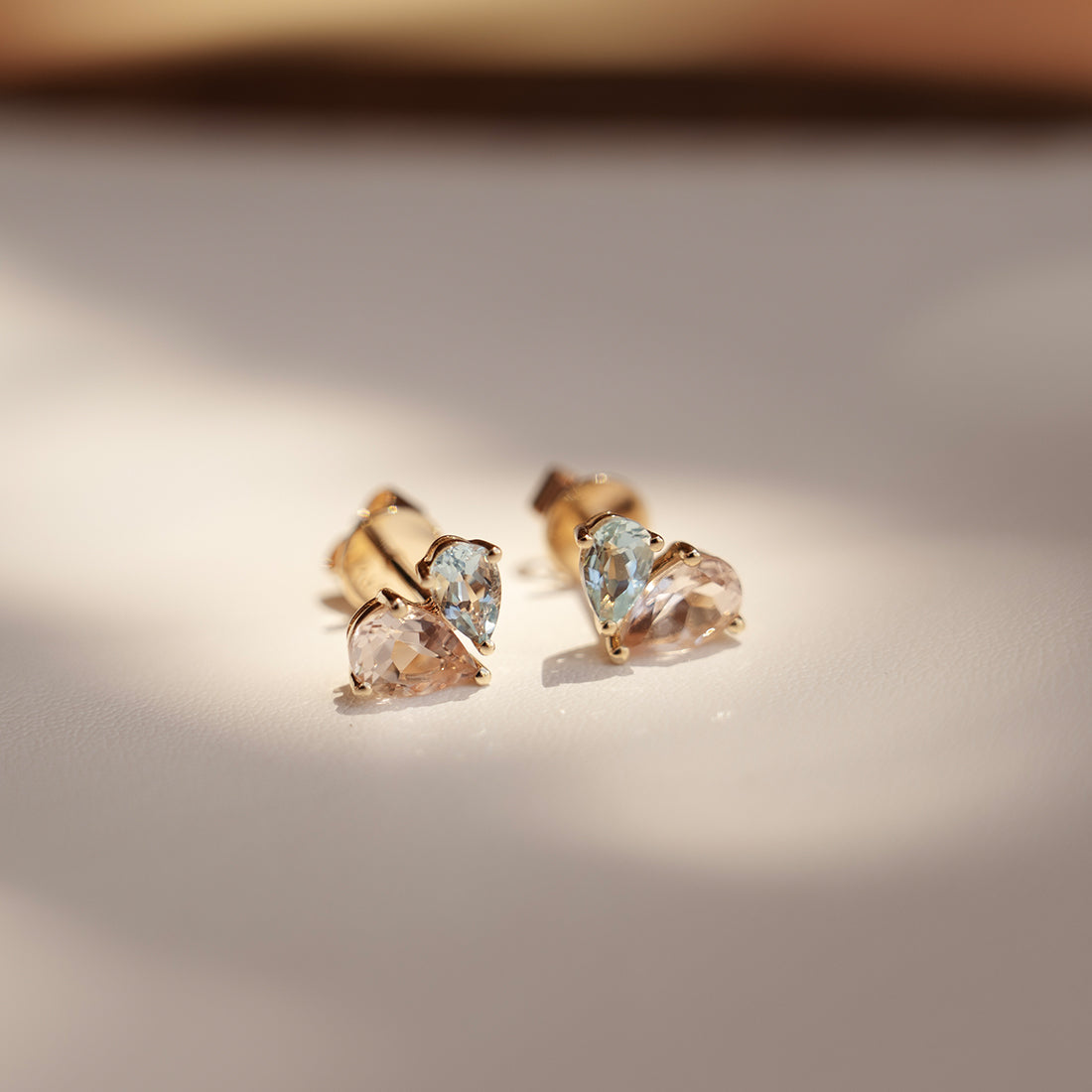 Merge Earrings with Aquamarine & Morganite