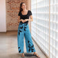 Batik Boutique Wide Leg Trousers - Azure Blooming Lace