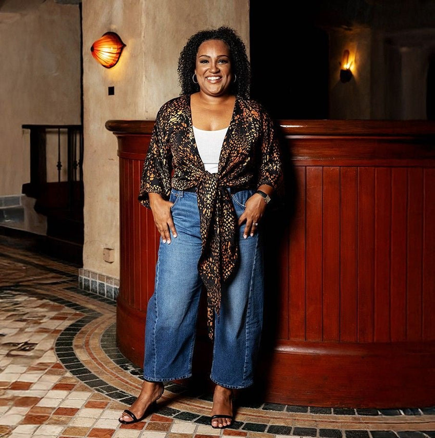 Batik Boutique Tie Front Kimono - Black Leopard