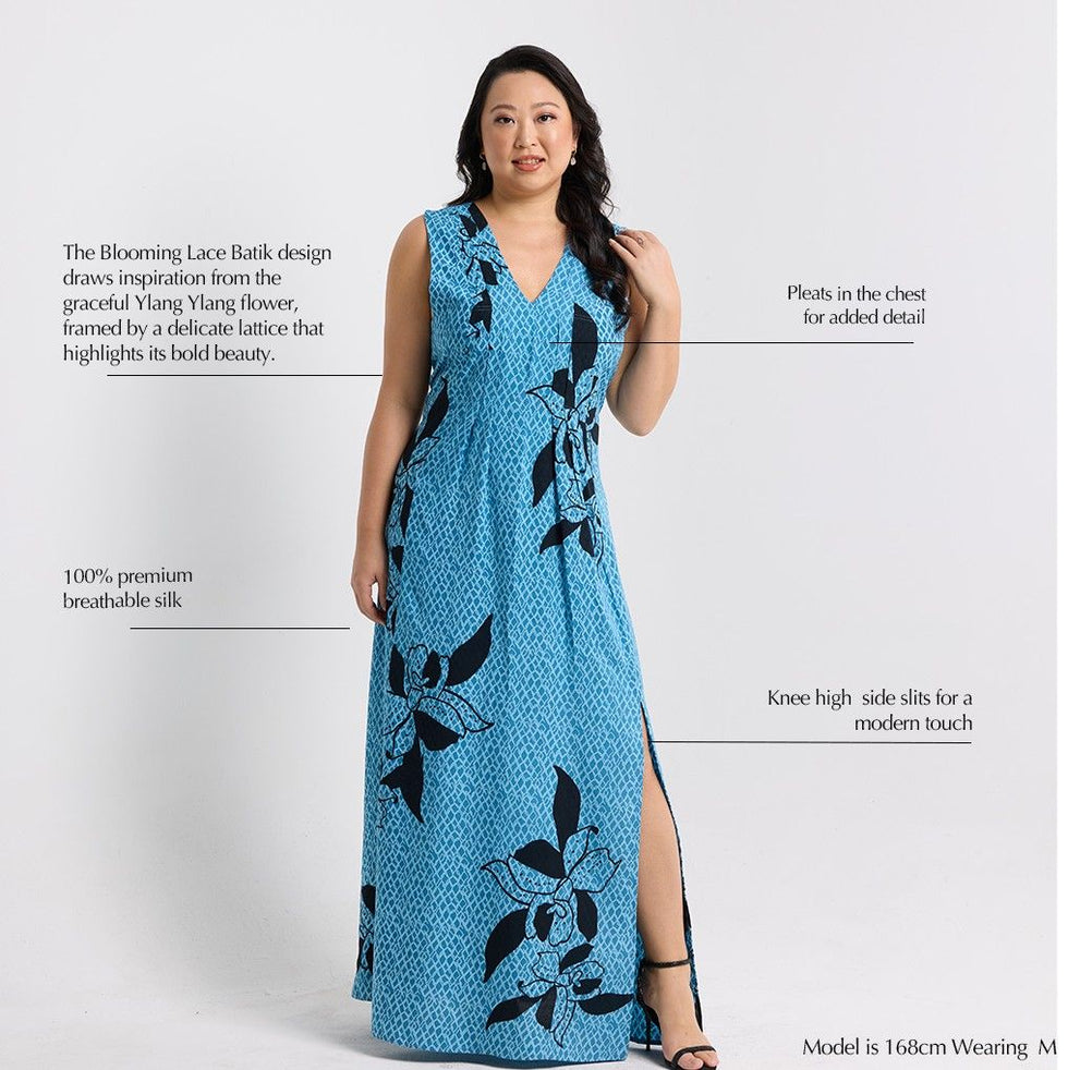 Batik Boutique Maxi Dress - Azure Blooming Lace