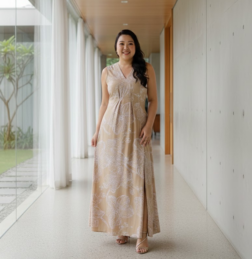 Batik Boutique Maxi Dress - Tan Orchid