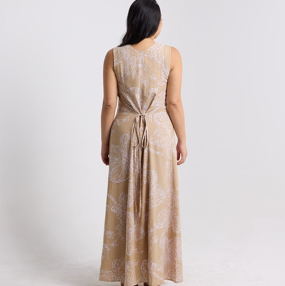 Batik Boutique Maxi Dress - Tan Orchid