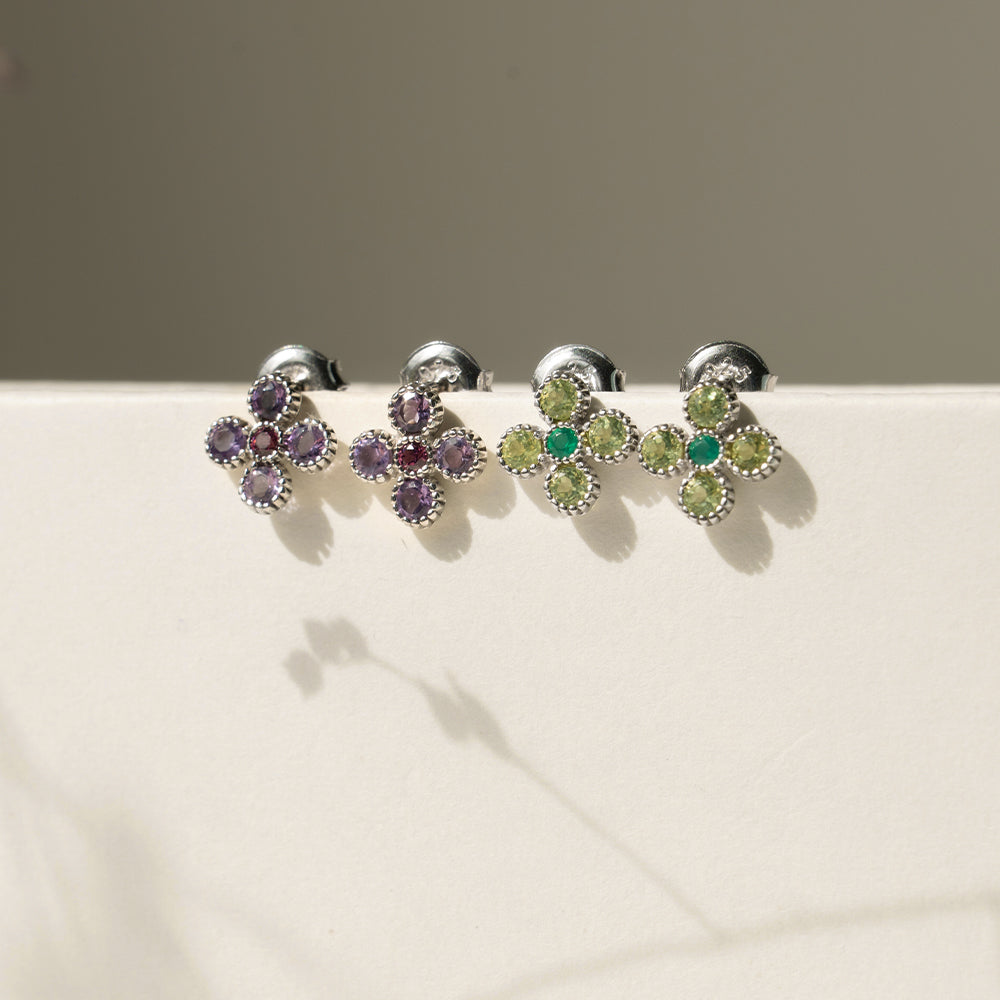 Gem Bloom Studs with Amethyst