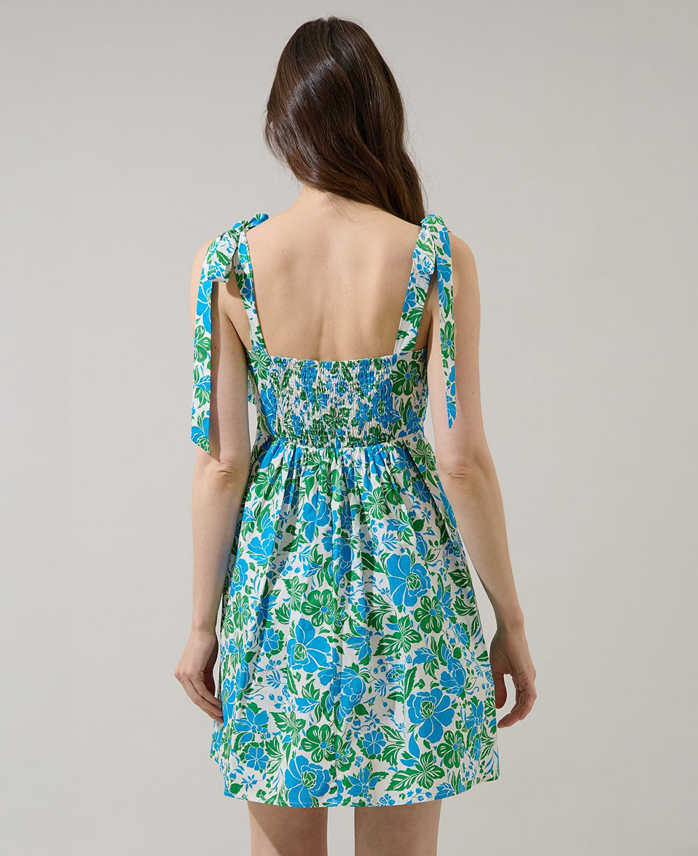 Sugarlips Bivore Floral Green Pleated Dress