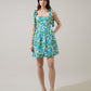 Sugarlips Bivore Floral Green Pleated Dress