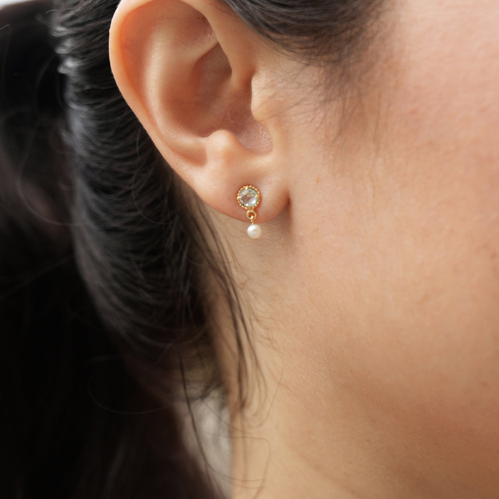 Pearl Whisper Drops with Blue Topaz