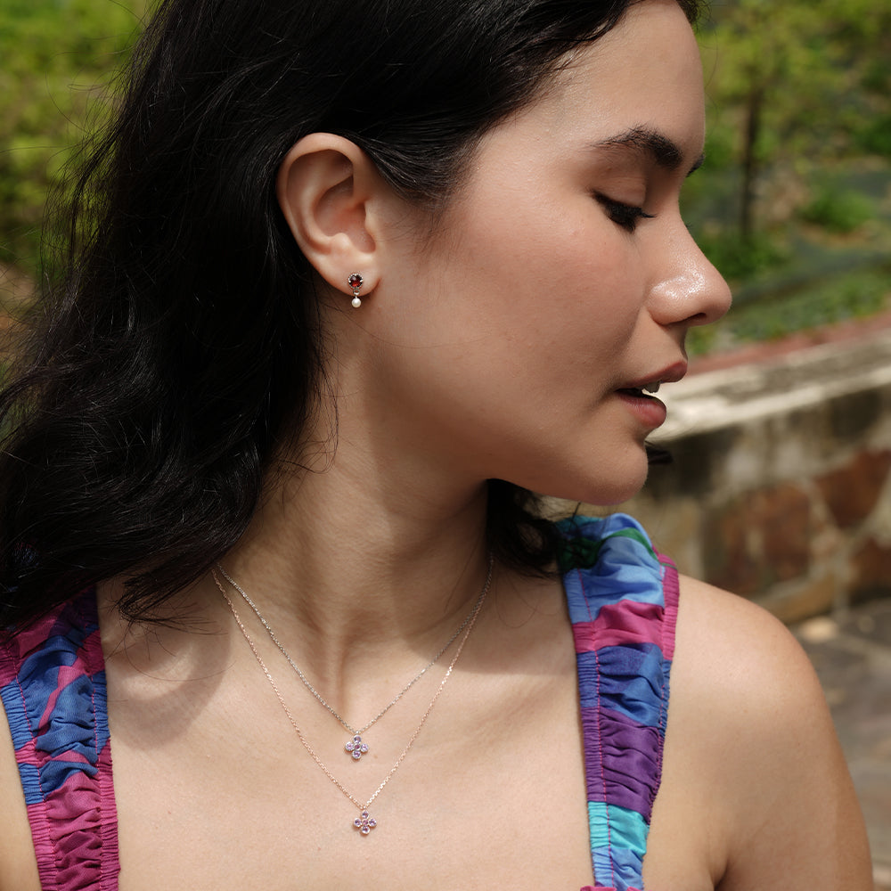 Pearl Whisper Drops with Garnet