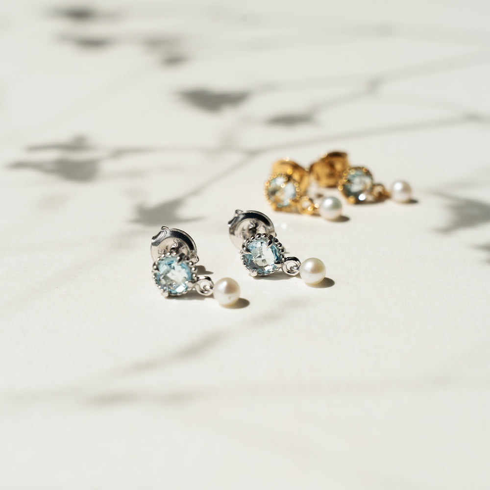 Pearl Whisper Drops with Blue Topaz