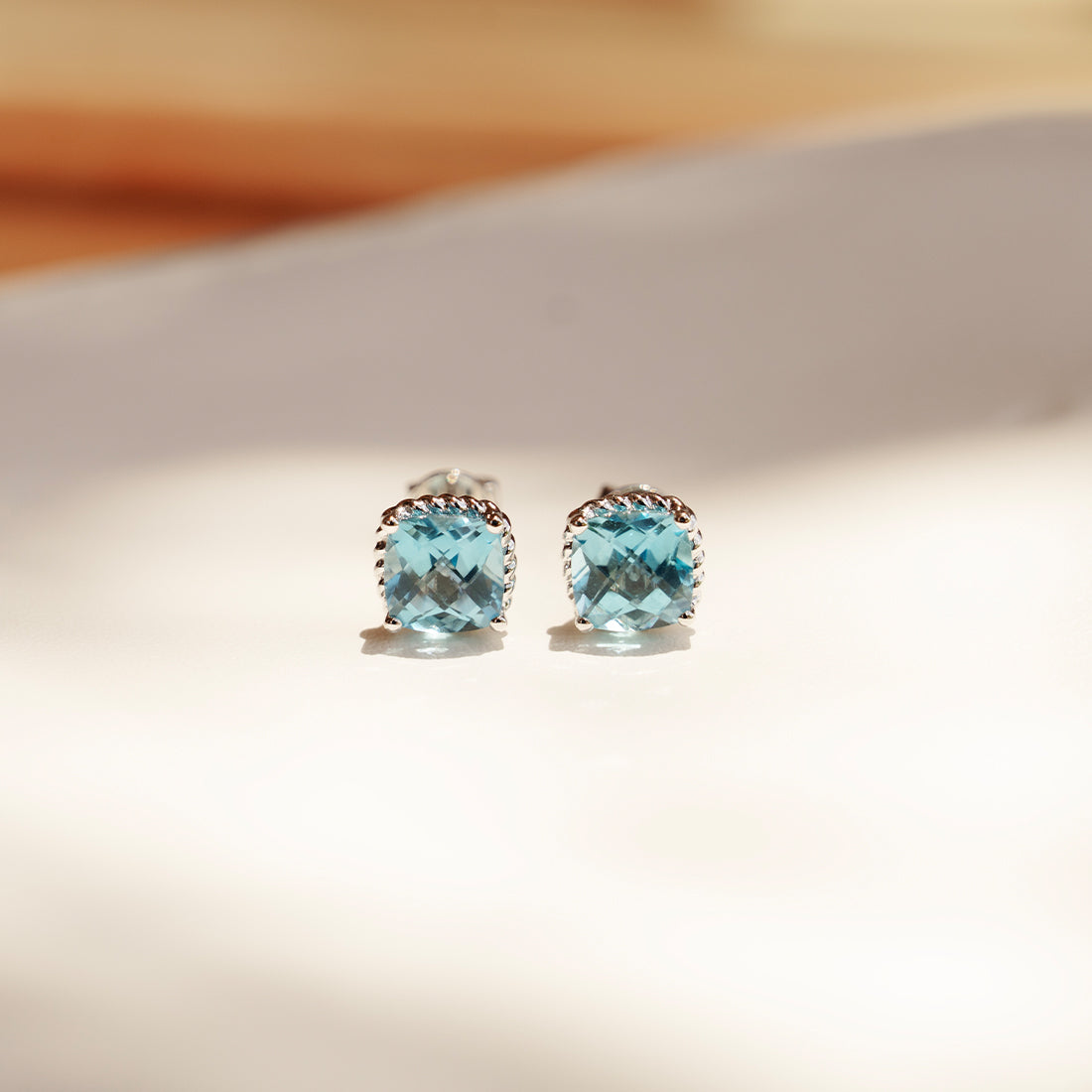 Blue Topaz White Gold Earrings