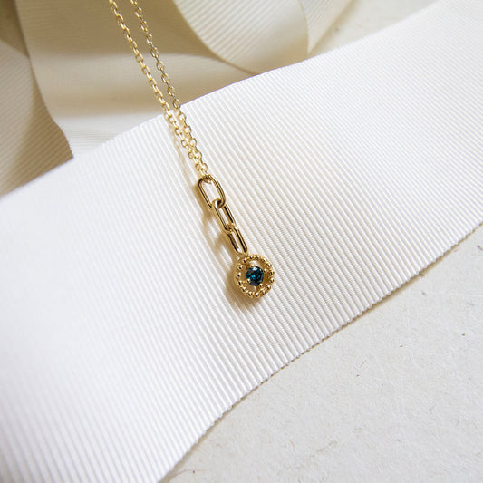 Blue Diamond Drop 10k Gold Necklace