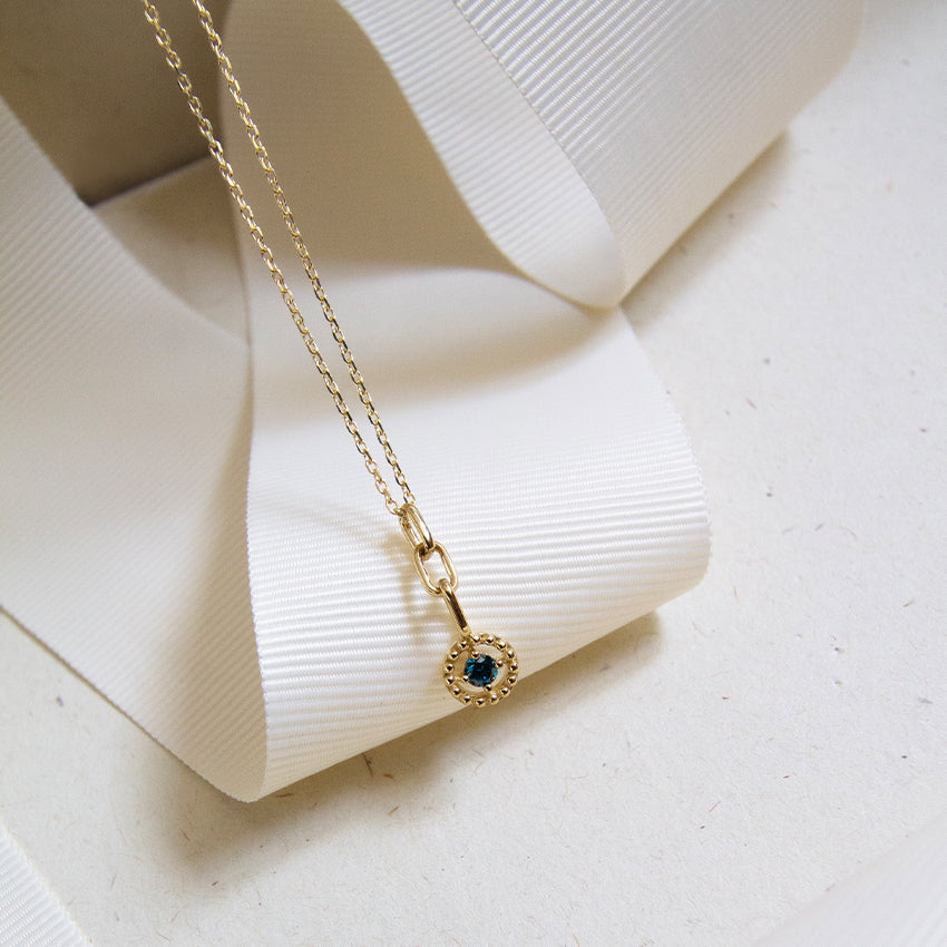 Blue Diamond Drop 10k Gold Necklace