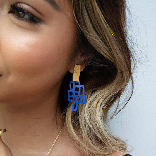 Blue Grid Earrings