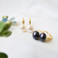 Grey Button Pearl Earrings Back Clasp