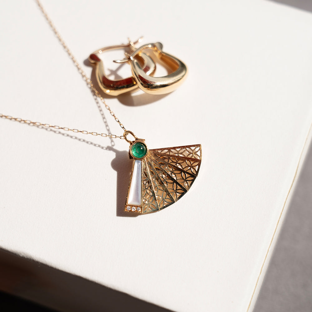 Emerald Fan Necklace