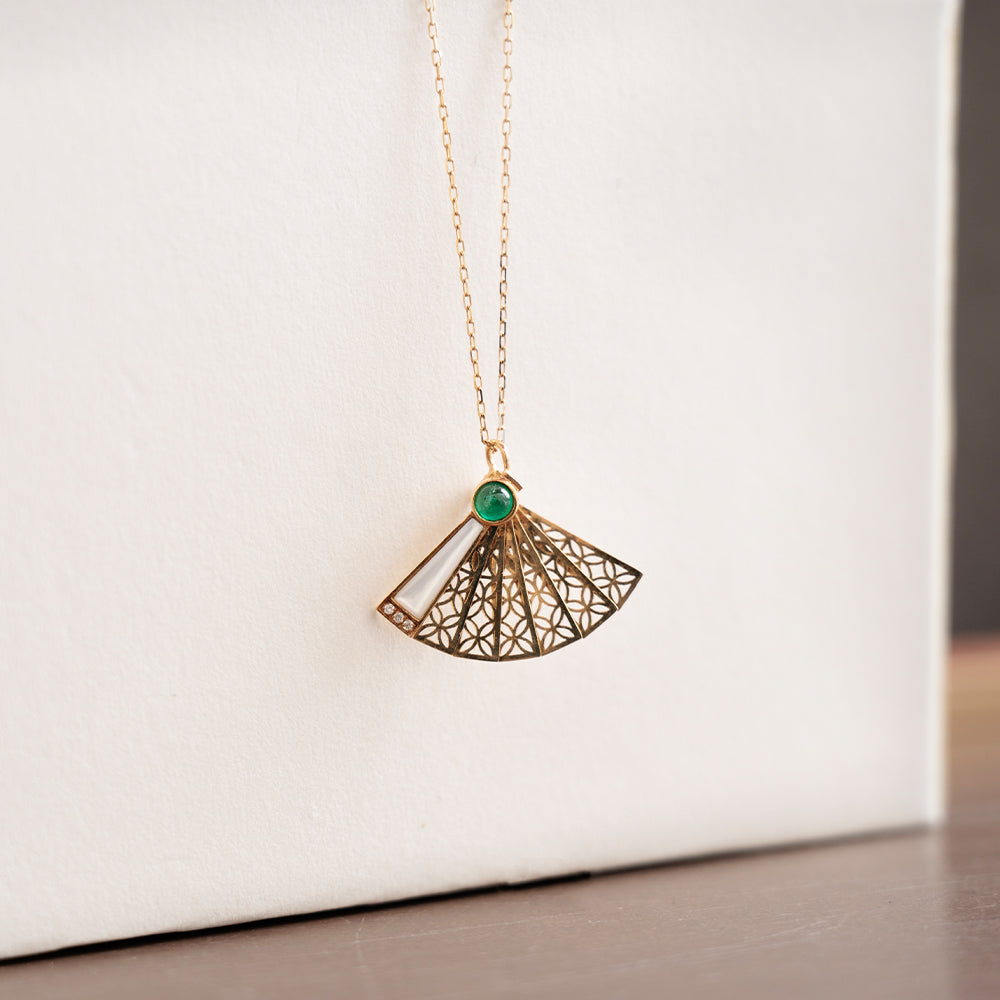 Emerald Fan Necklace