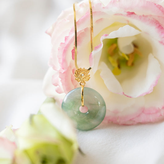 Chrysanthemum & Diamond Jade Pendant