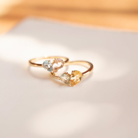 Merge Ring with Citrine & Green Amethyst