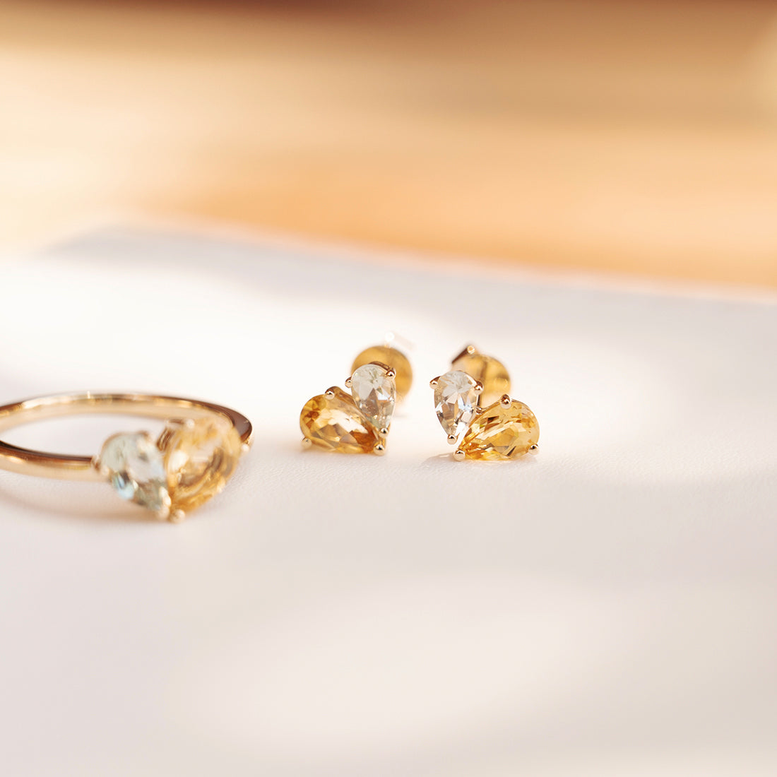 Merge Earrings Citrine & Green Amethyst