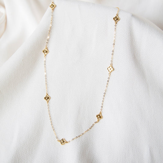 Golden Clover Cascade Necklace