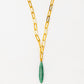 Velatti Pointed Teardrop Aventurine Long Links Necklace