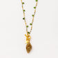 Velatti Hand Braided Long Necklace with Jade, Pyrite & Rutilated Quartz Drop