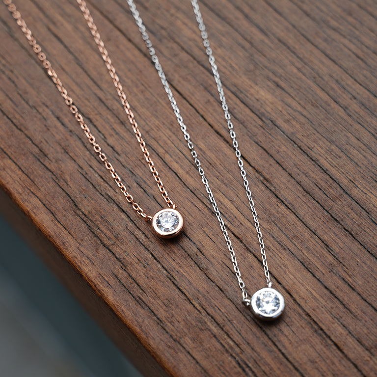 Single Medium Zircon Drop Necklace