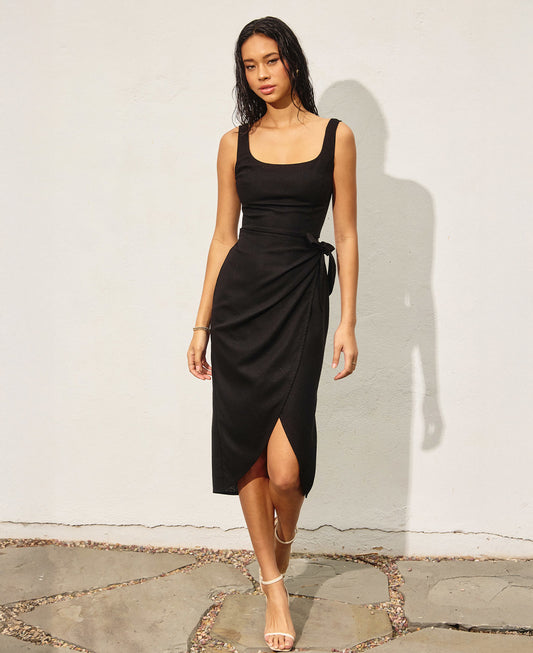 Dress Forum Heaven Sent Tulip Hem Midi Wrap Dress - Black